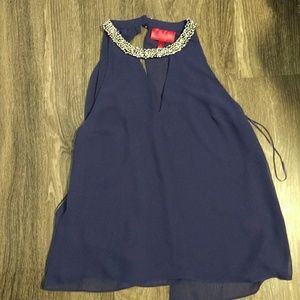 Royal blue bling halter blouse